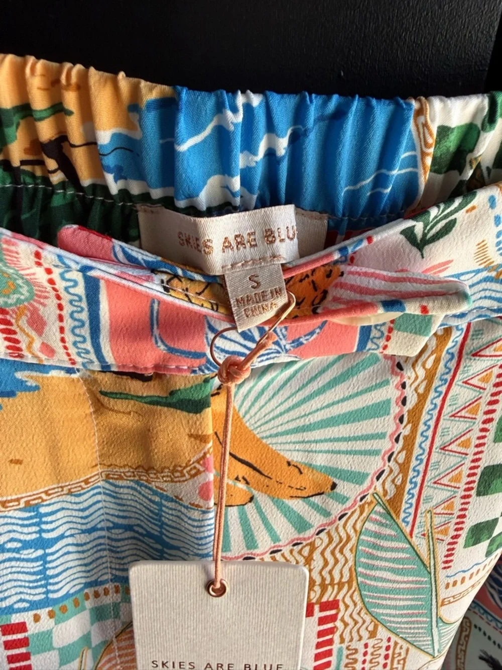 NWT Skies are Blue Castaway Calm Multi TROPICAL PRINT PANTS Size Small - Picture 10 of 13